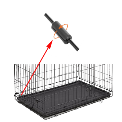 Wire dog crate rolling wheels accessory