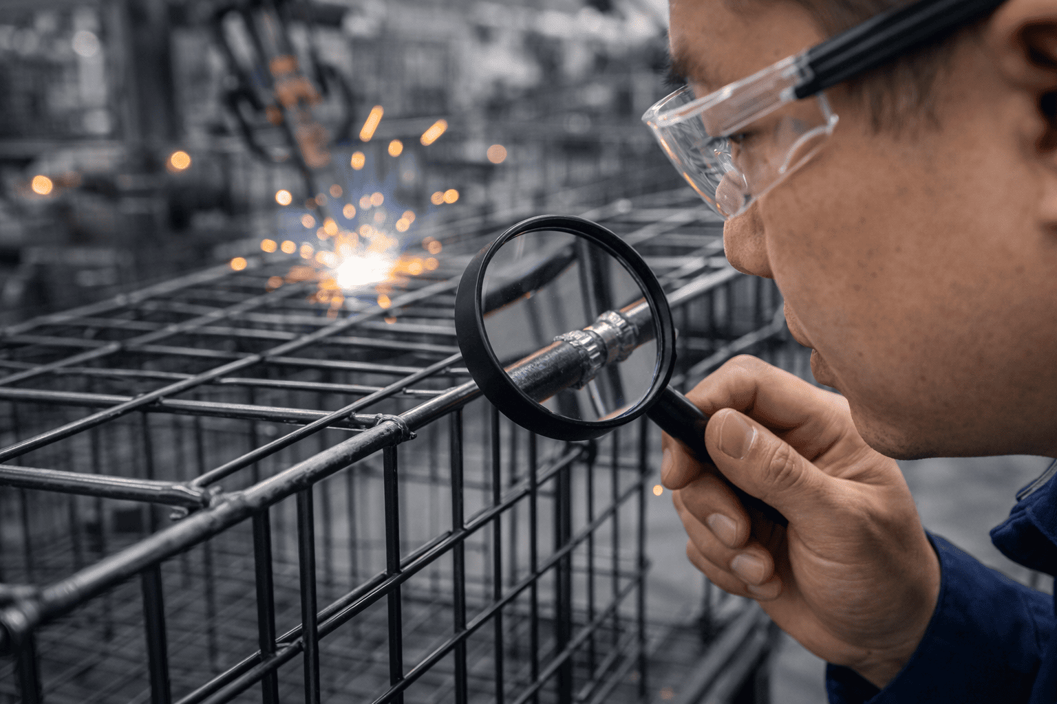 welding quality inspection wire dog cage manufacturing