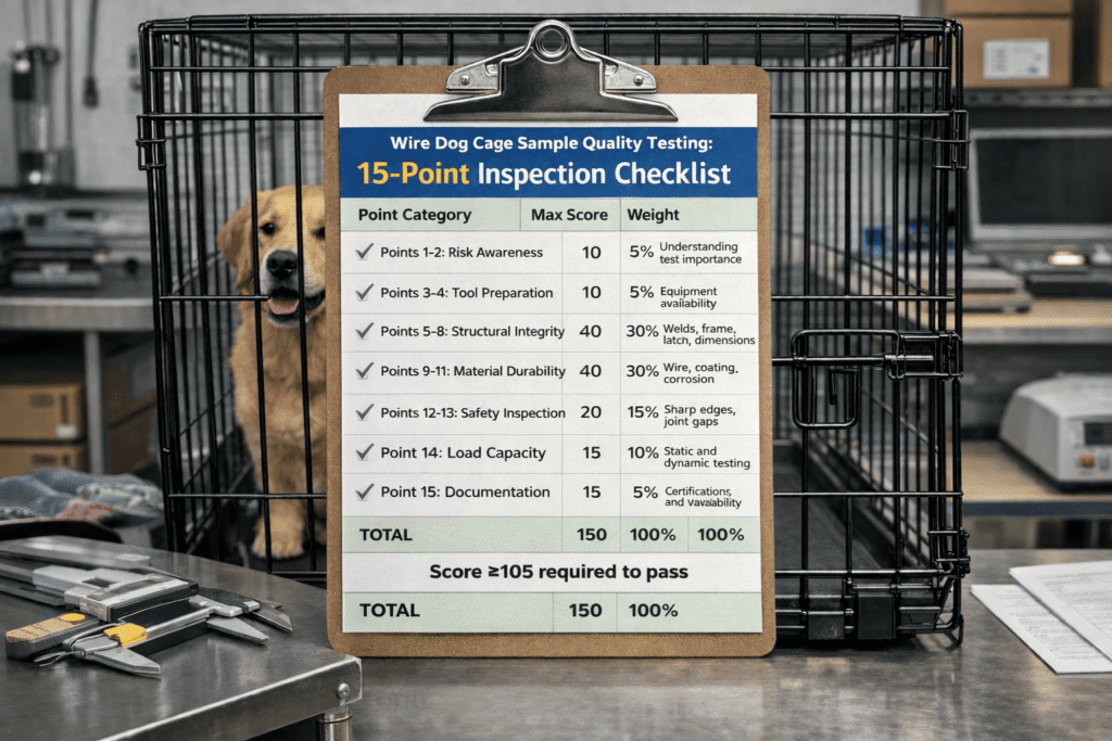 Wire Dog Cage Sample Quality Testing 15-Point Inspection Checklist