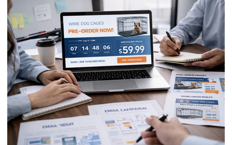 pre-order campaign marketing strategy for wire dog cage