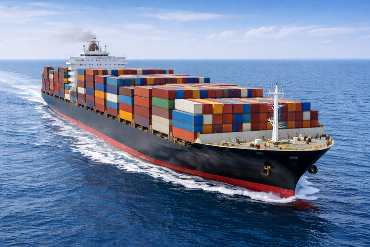 ocean container ship loaded with cargo containers