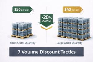 7 wire dog cage volume discount tactics infographic showing cost savings strategies
