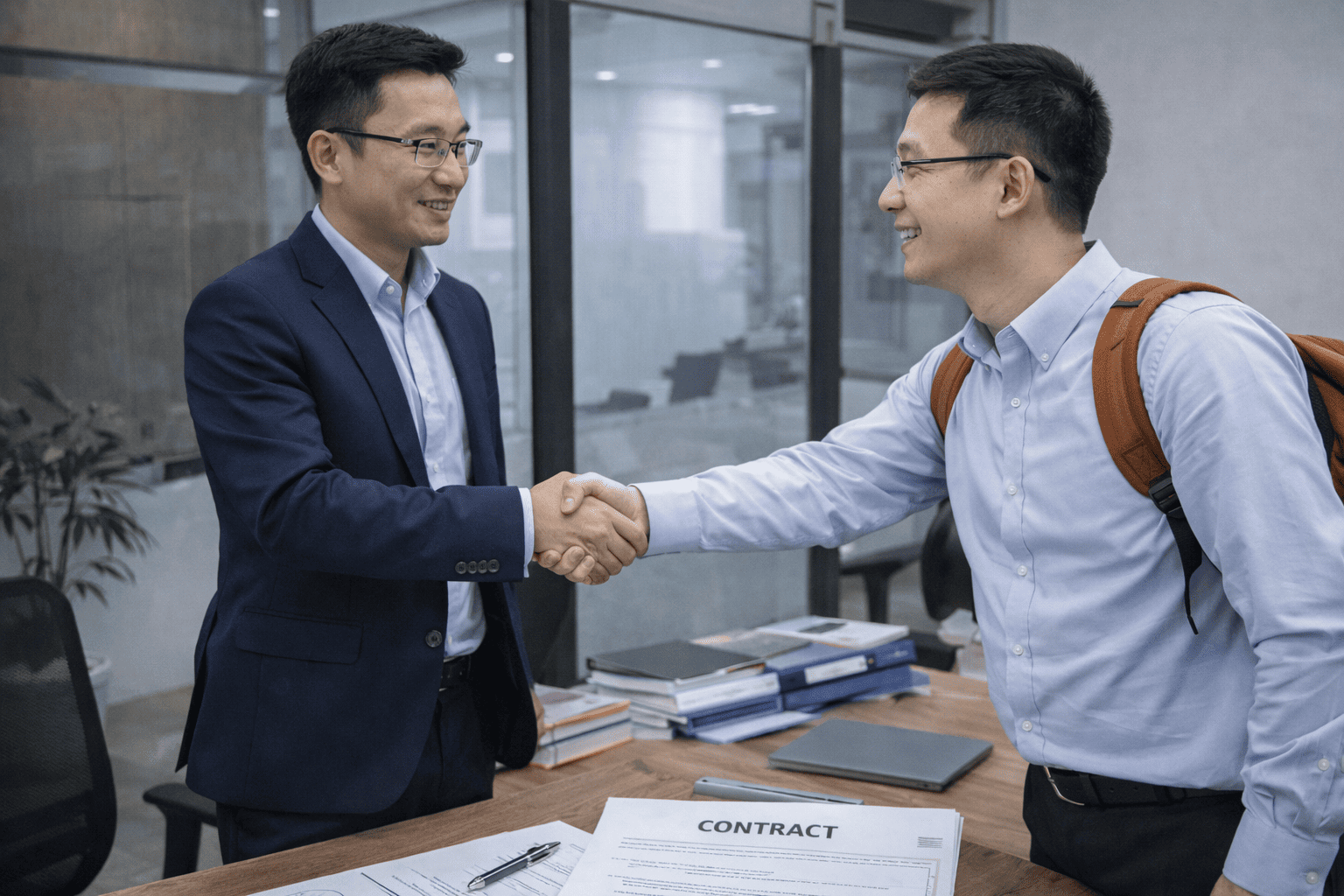 business meeting discussing wire dog cage pricing strategy