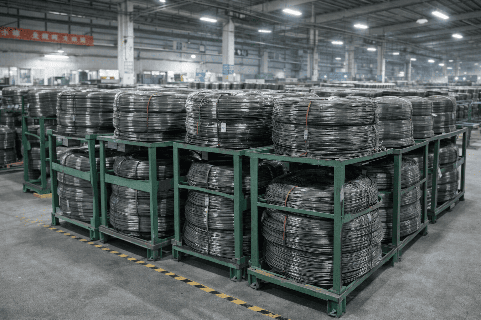 steel wire raw materials in manufacturing warehouse