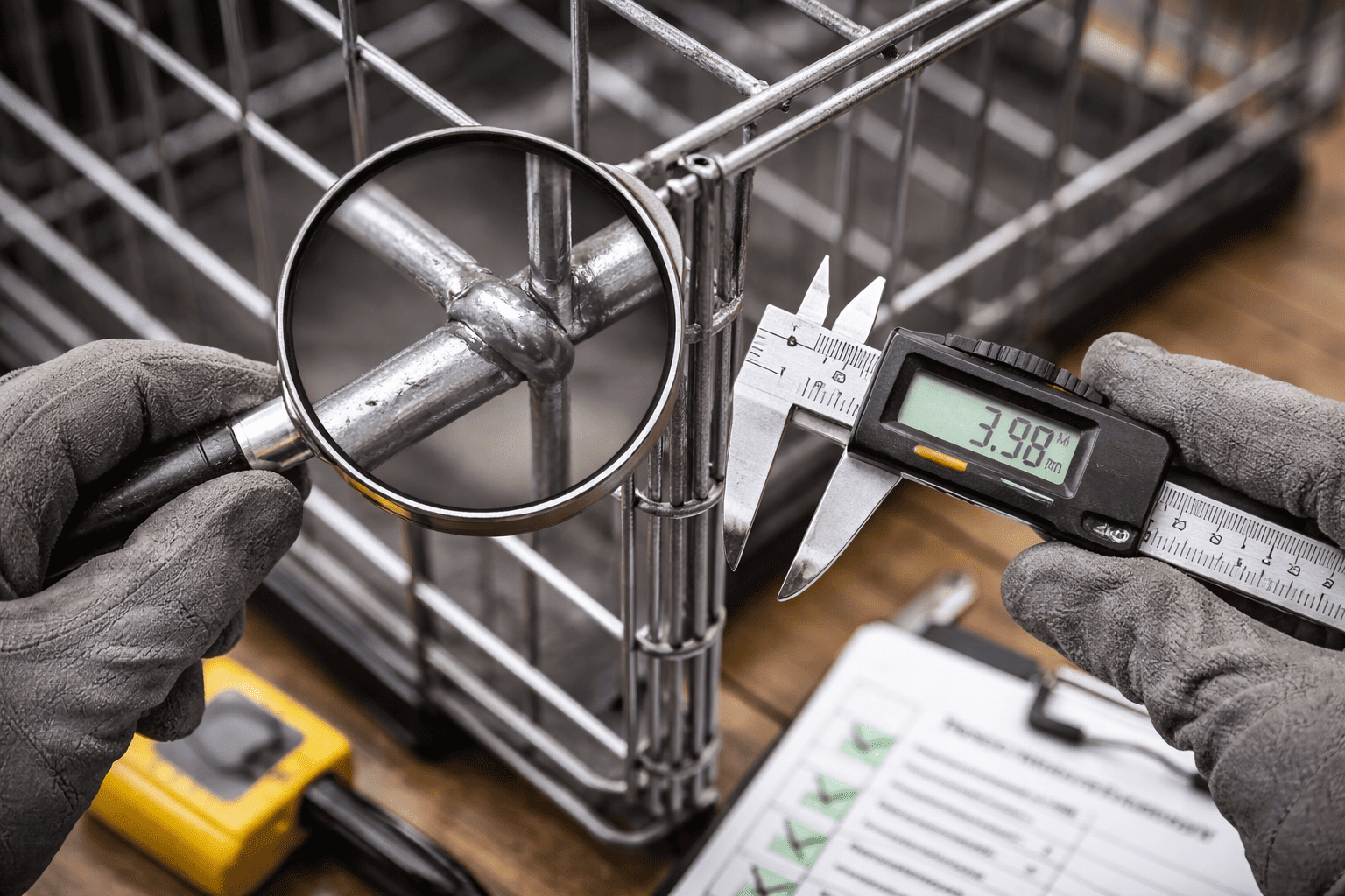 Quality inspection of wire cage weld joints