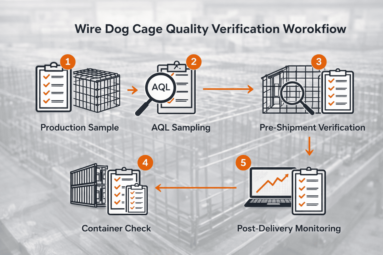 wire dog cage quality verification process workflow