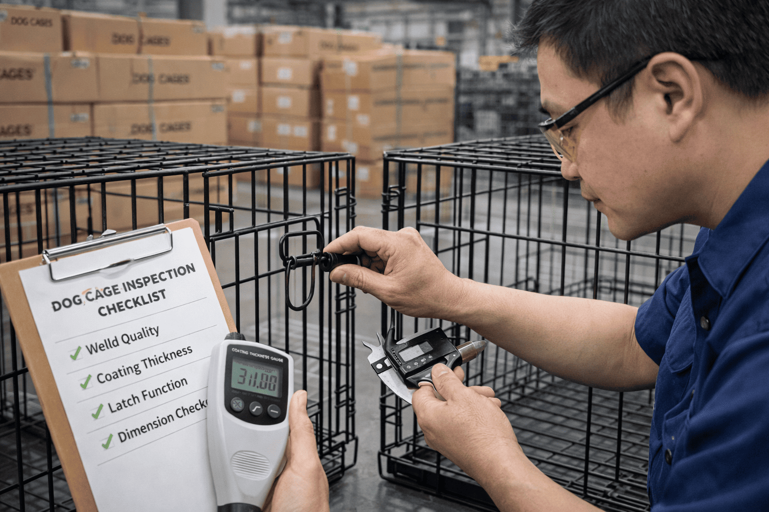 wire dog cage pre-shipment quality inspection