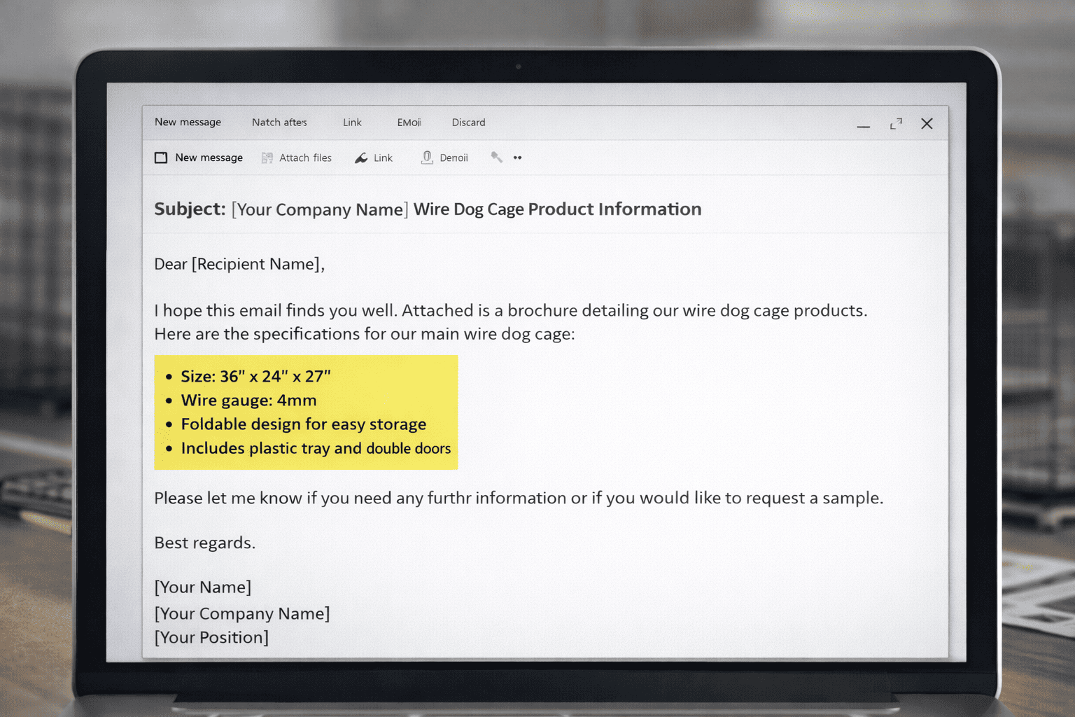 Email template for sample request