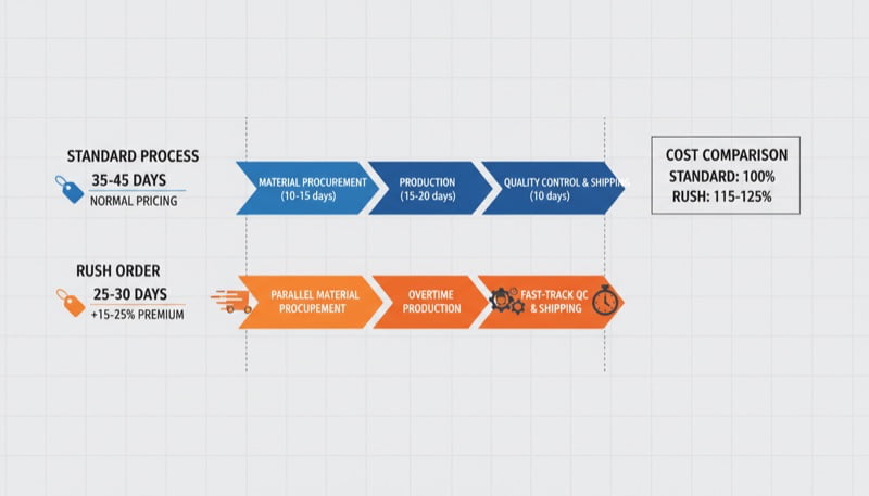 Rush order options for wire dog cages showing expedited production timeline and premium costs