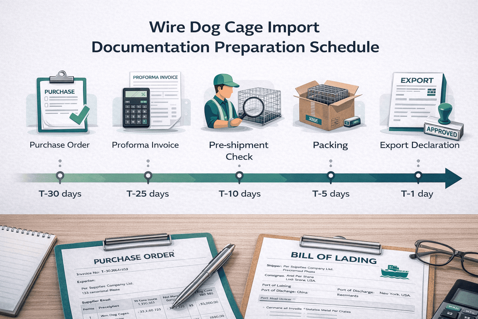 wire dog cage import documentation preparation timeline