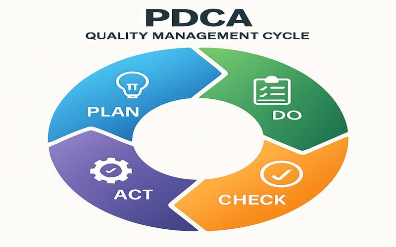 continuous improvement cycle diagram showing plan do check act process for wire dog cage quality management