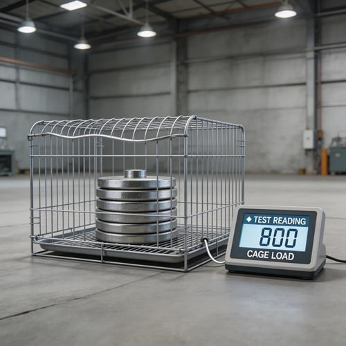 wire dog cage testing - load capacity testing with weights