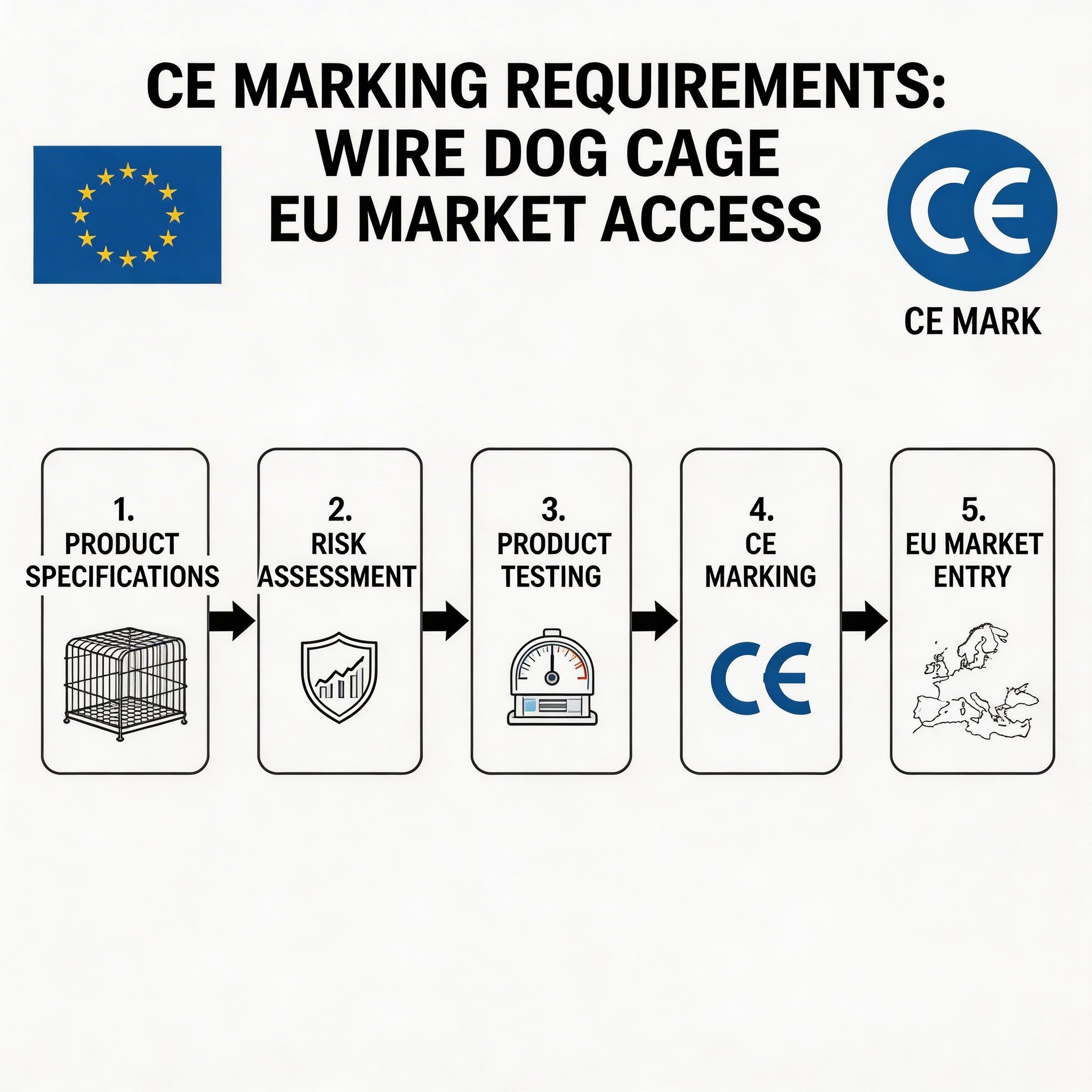 CE marking certification requirements for European wire dog cage market compliance