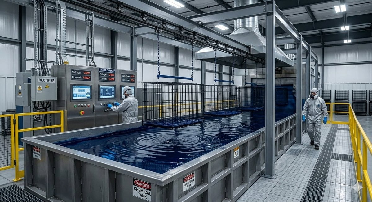 wire dog cage coating e-coat immersion tank