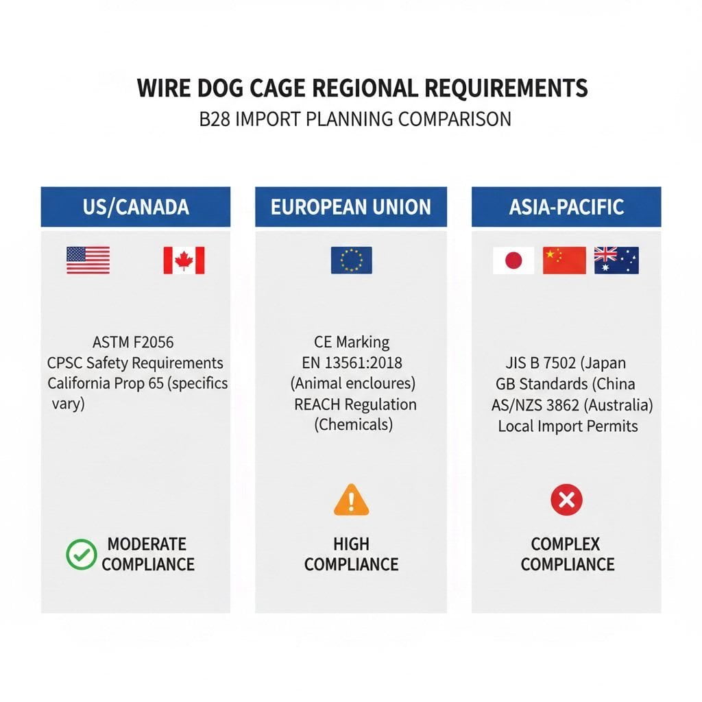 Wire dog cage ASTM safety testing in certified laboratory environment