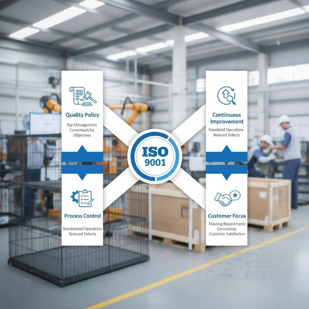 wire dog cage ISO standards manufacturing excellence overview