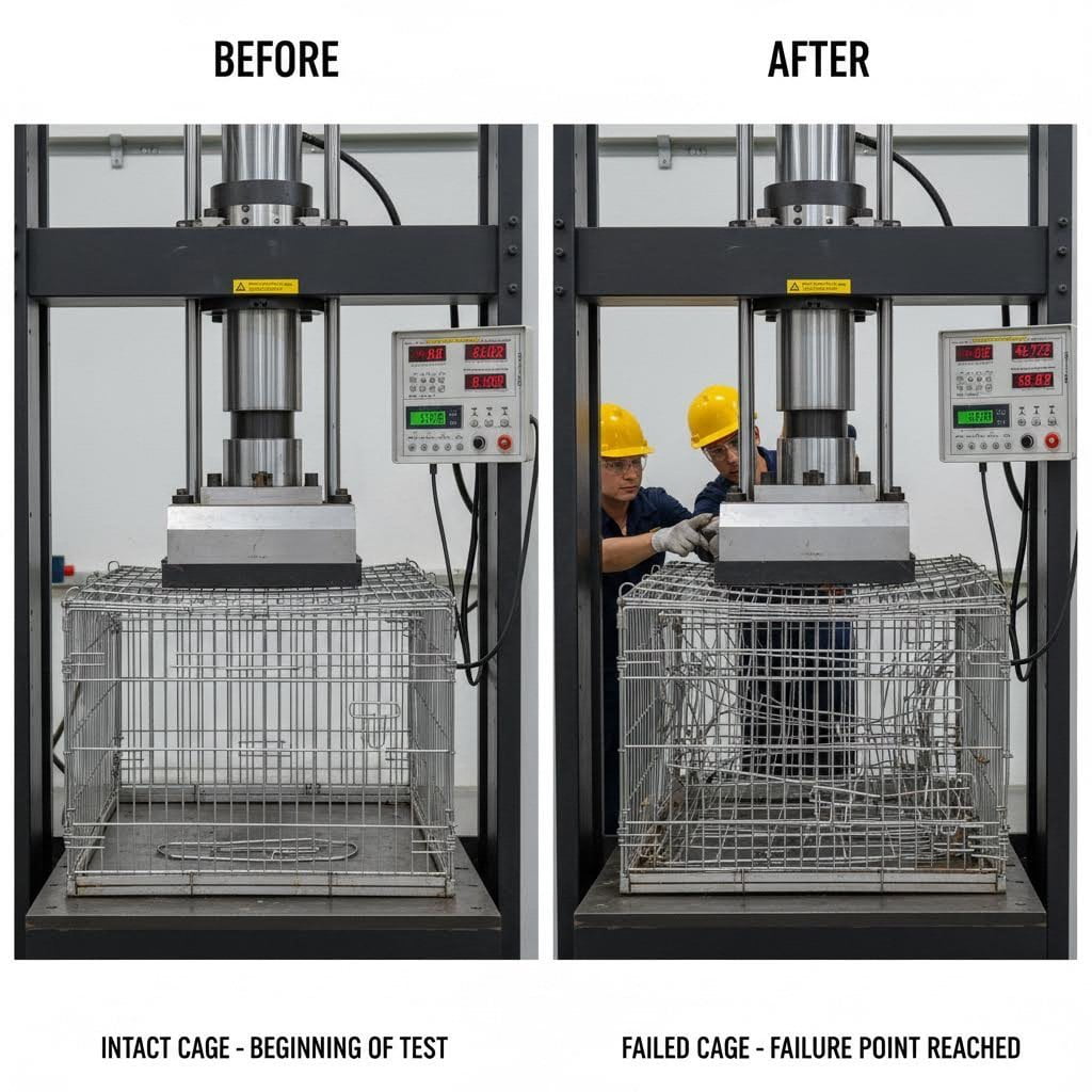 wire dog cage ASTM test lab reviewing coating and corrosion results