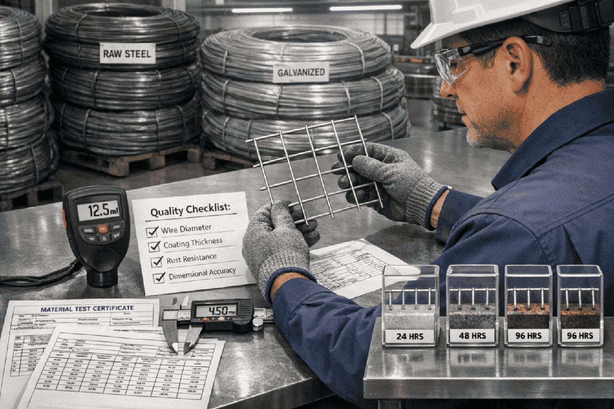 Wire dog cage material quality verification