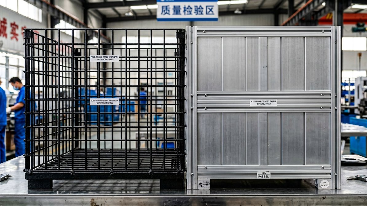 Cold rolled steel wire mesh vs aluminum panel construction - wire dog crate vs aluminum crate material