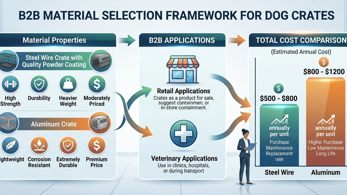 B2B material selection decision framework wire vs aluminum - aluminum dog crate vs wire pros cons