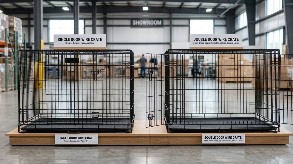 Single vs double door wire dog crate comparison - double door pet crate