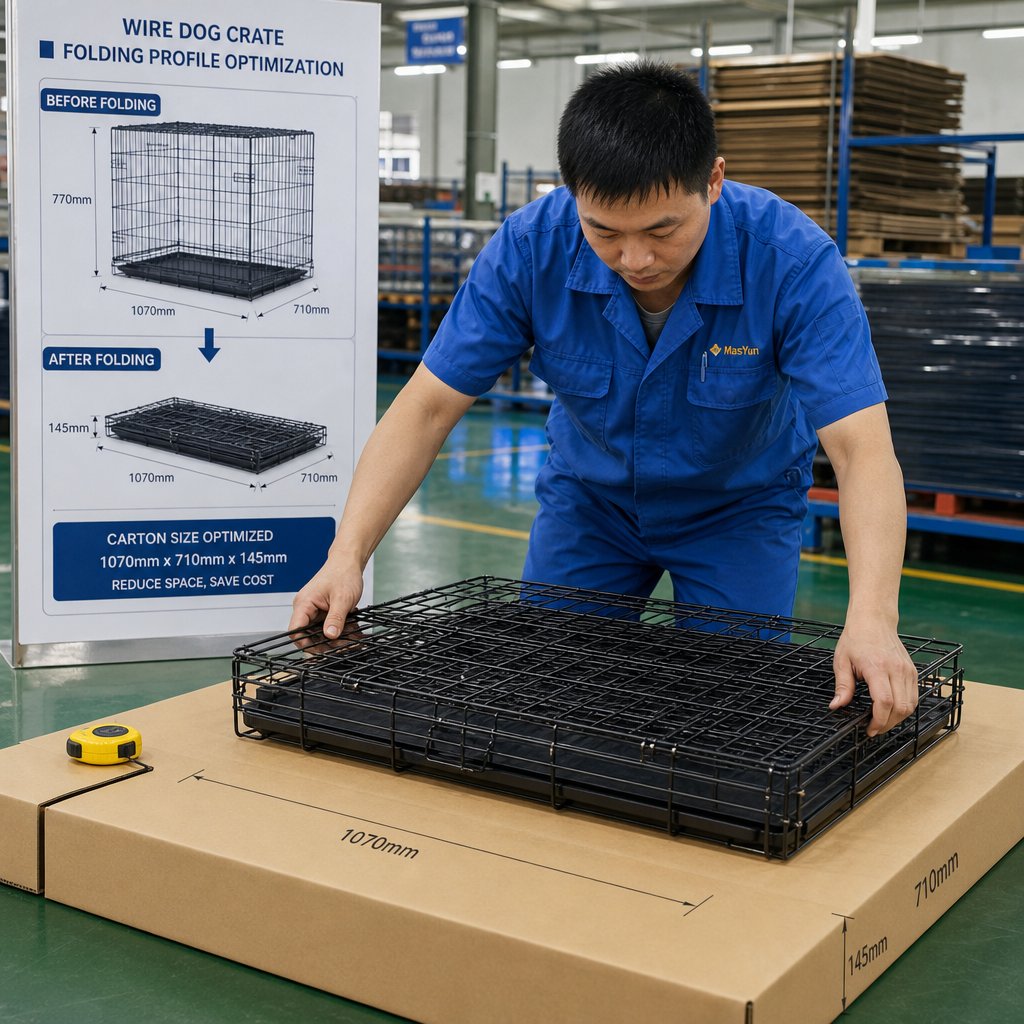 Wire dog crate carton dimension optimization factory folding profile - express shipping cost