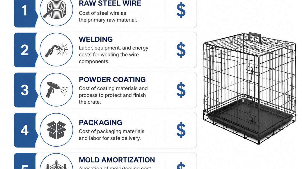 Wire pet crate cost breakdown five components FOB pricing analysis - wire pet crate cost analysis