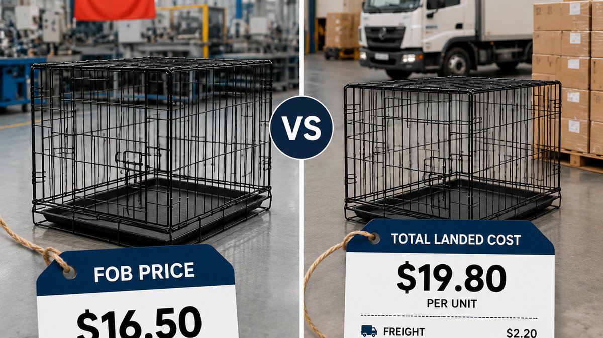 FOB vs landed cost comparison wire pet crate shipping tariff calculation - wire dog crate FOB price