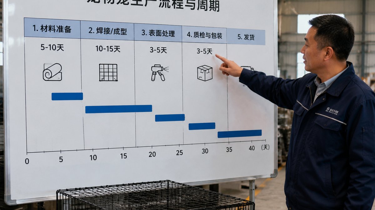 Wire pet crate lead time breakdown production timeline factory schedule - wire crate supplier pricing
