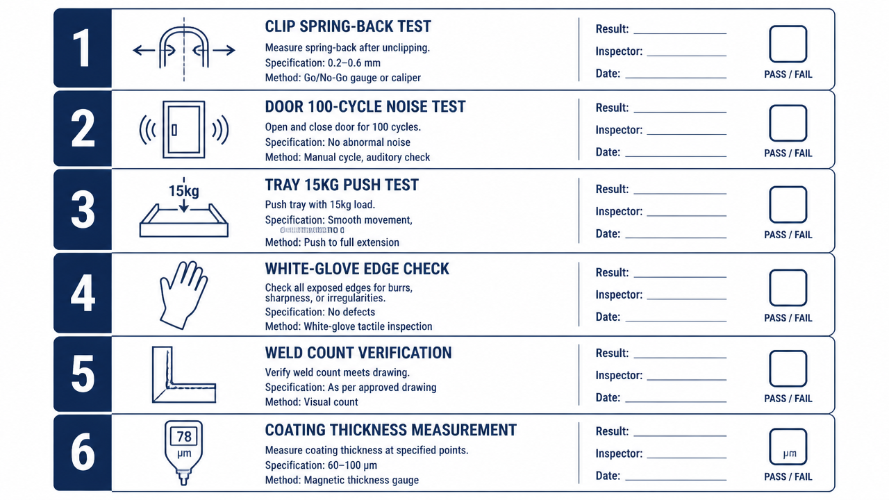 B2B wire dog crate QC inspection checklist — training-grade verification 6-point test