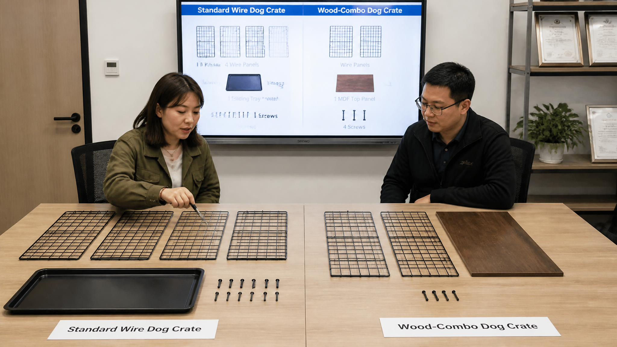 Wire dog crate vs wood-combo crate parts comparison - wire dog crate product comparison
