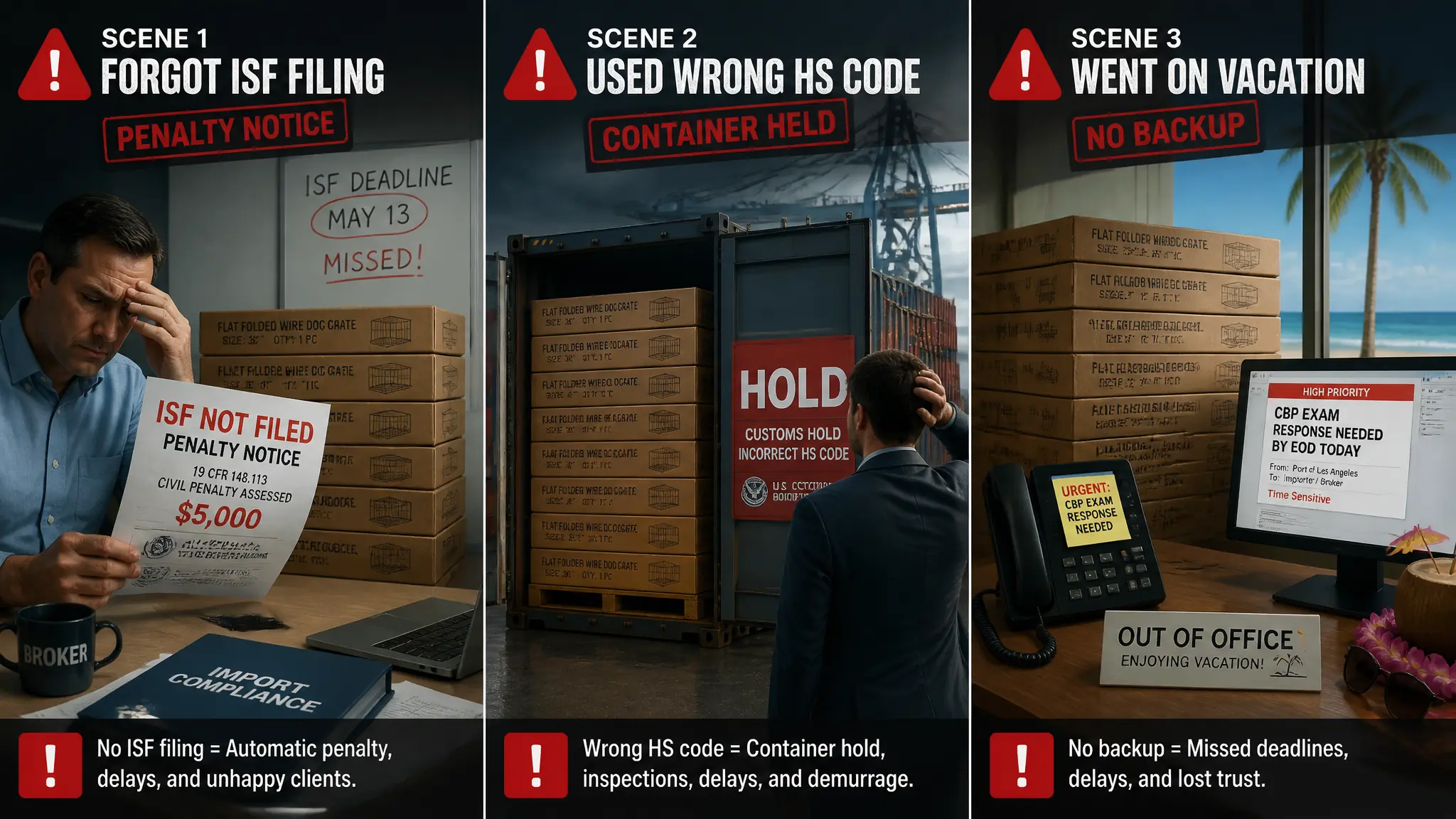 Customs broker failure cases for wire dog crate shipments - dog crate import clearance