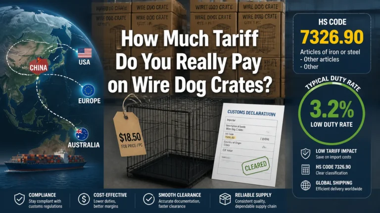 Wire dog crate tariff HS code 7326.90 duty rate guide - wire dog crate tariff