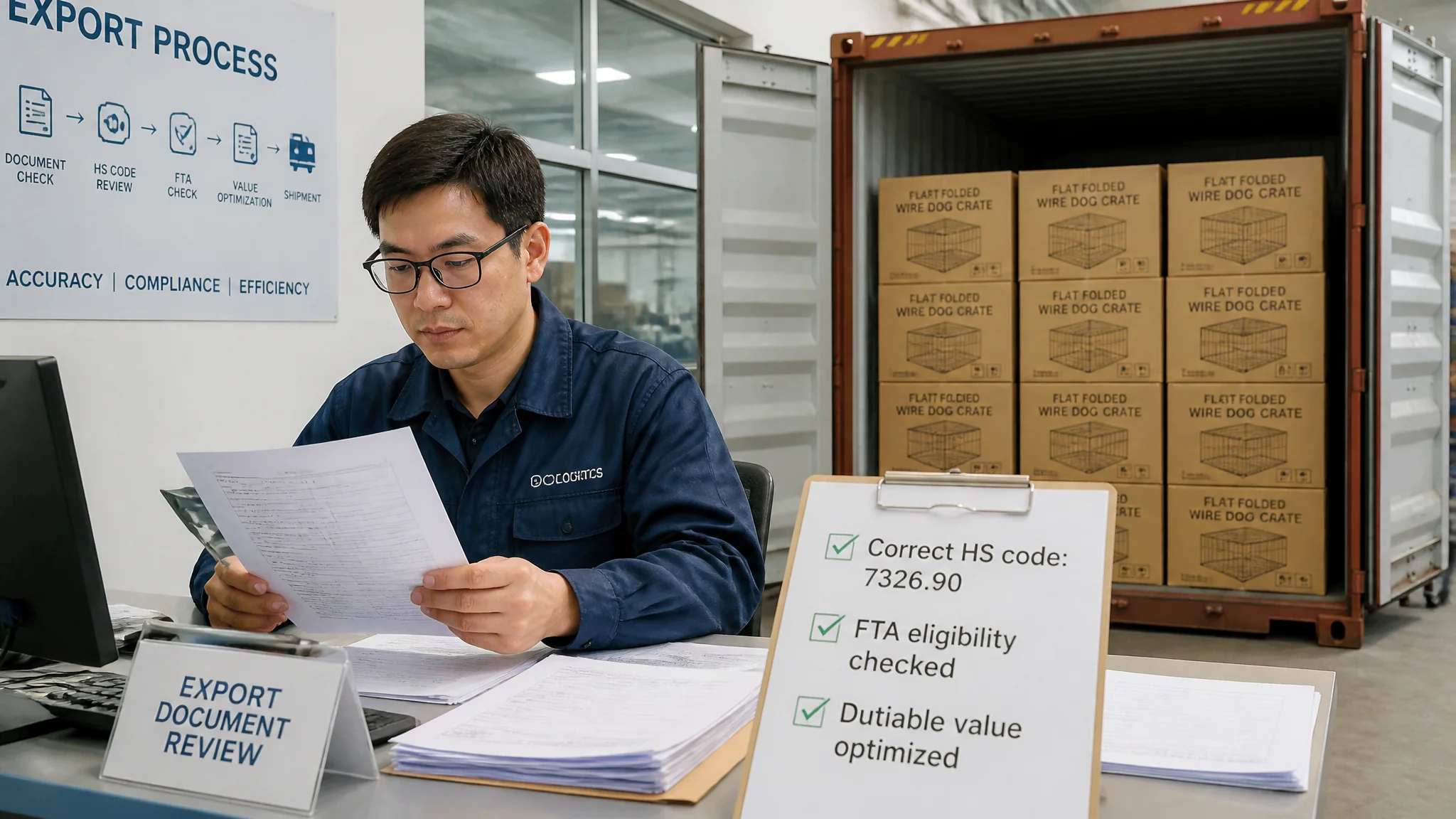 Factory helps reduce wire dog crate tariff costs at source - 7326.90 classification