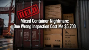 Mixed container with wire dog crates furniture and wheelchair stuck at customs - mixed container inspection