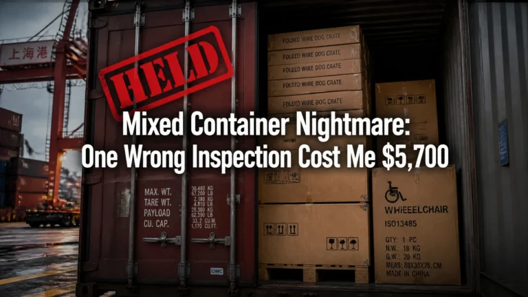 Mixed container with wire dog crates furniture and wheelchair stuck at customs - mixed container inspection