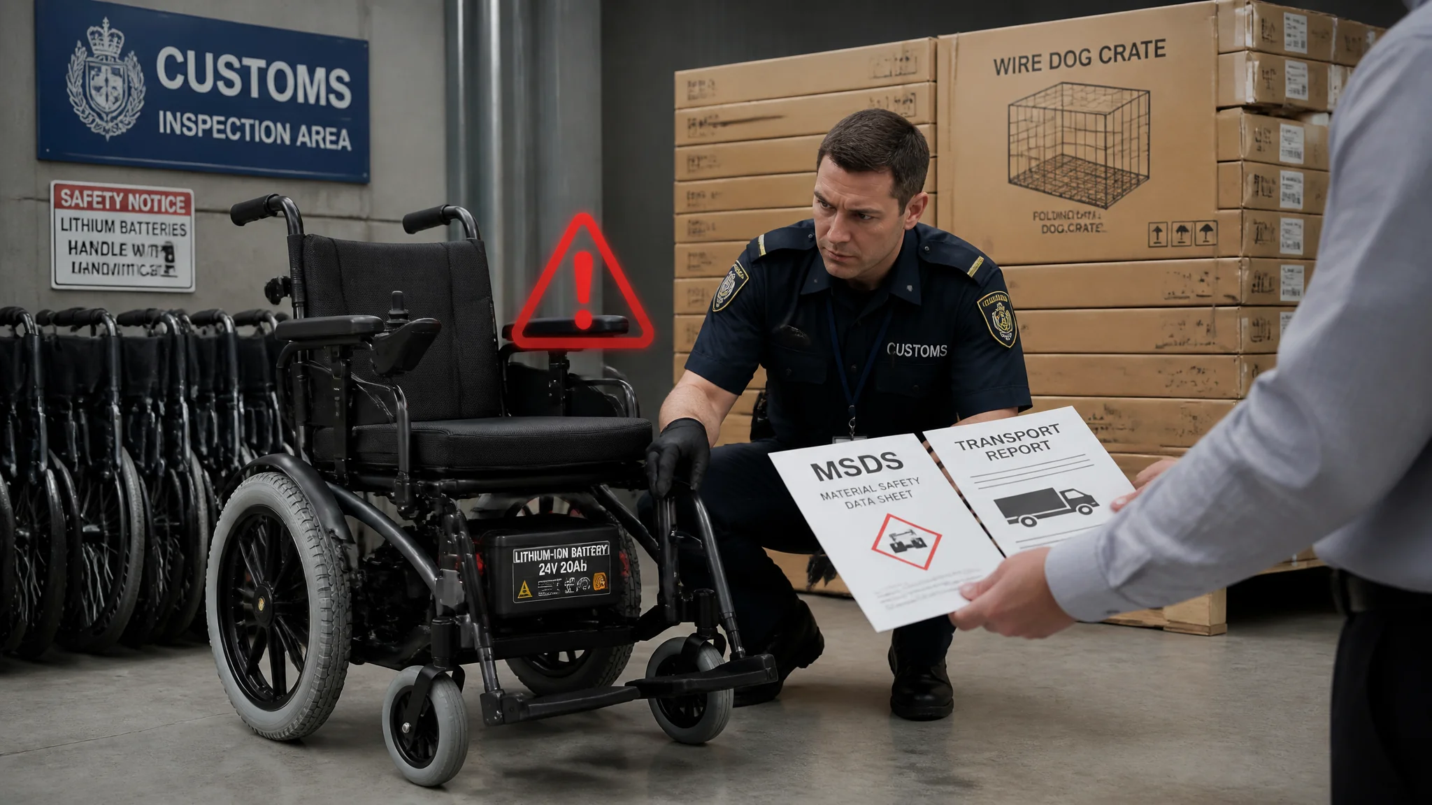 Electric wheelchair battery triggers customs hold in mixed container - container demurrage cost