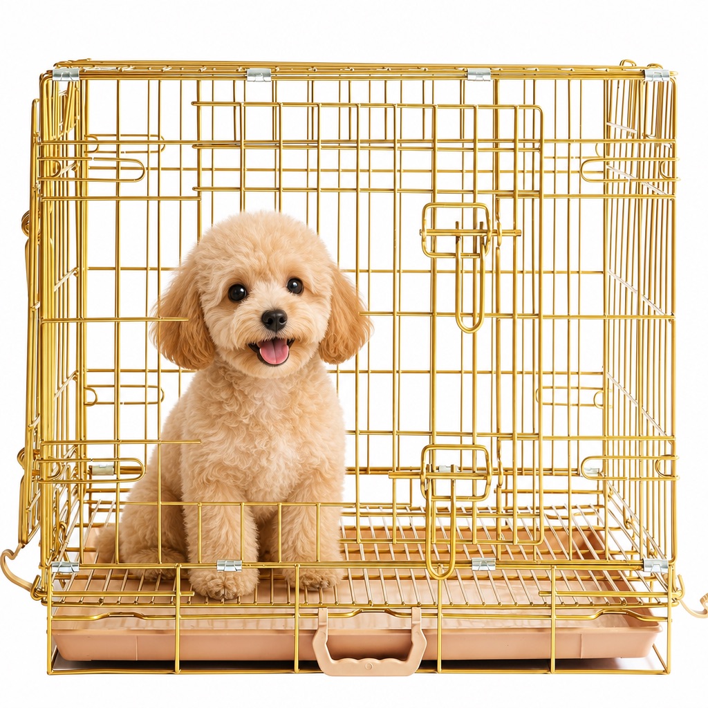 Gold wire dog crate