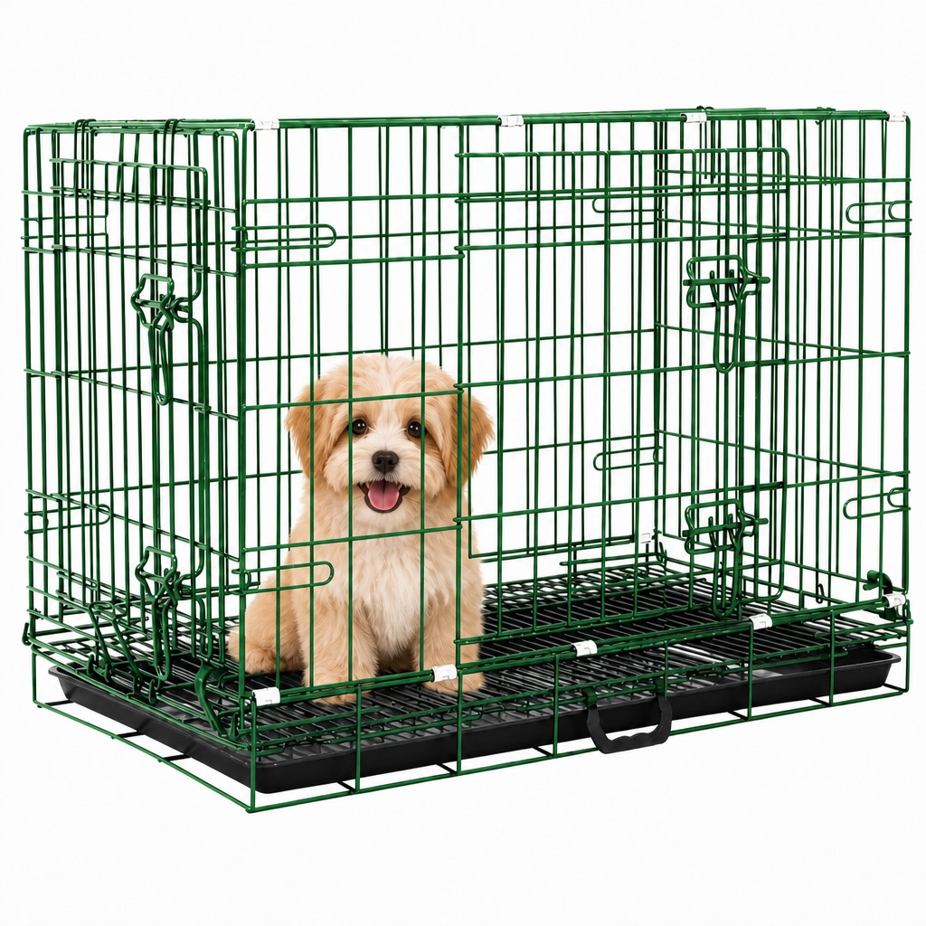 Green wire dog crate