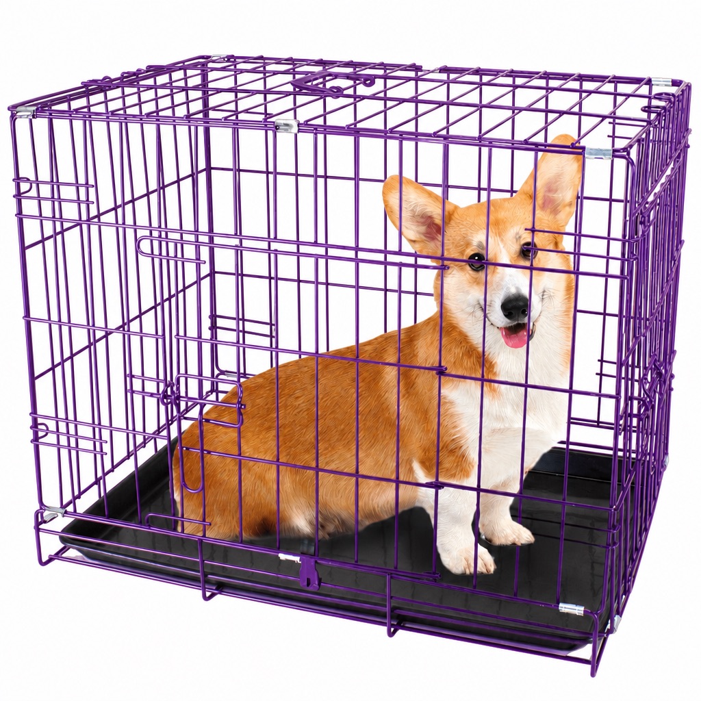 Purple wire dog crate