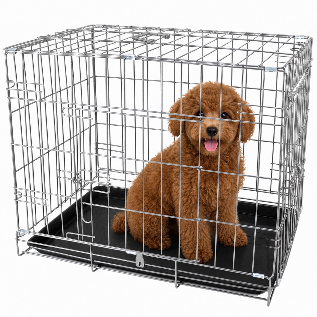 Silver stainless steel wire dog crate