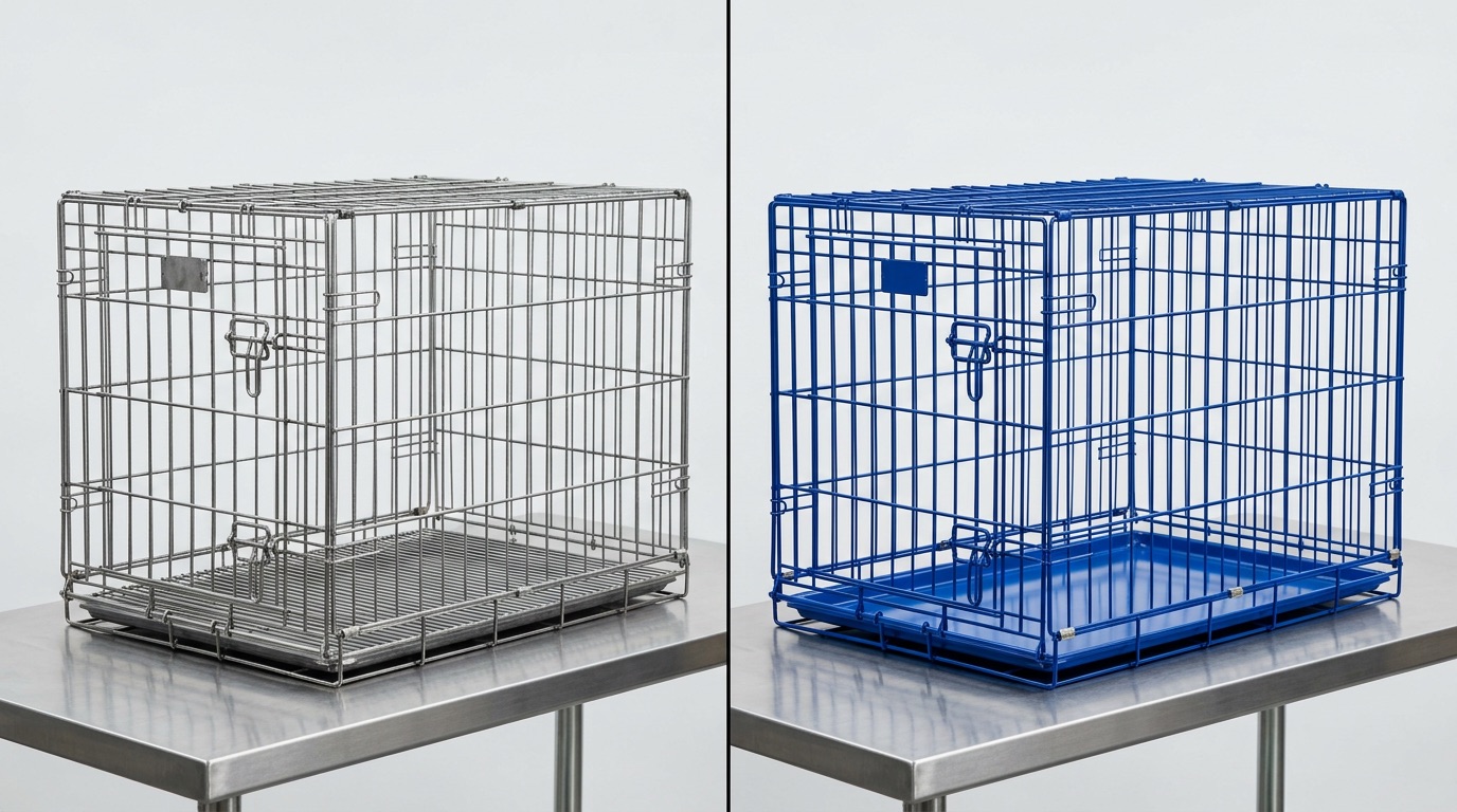 Epoxy powder coating before and after comparison — Cagesilo factory